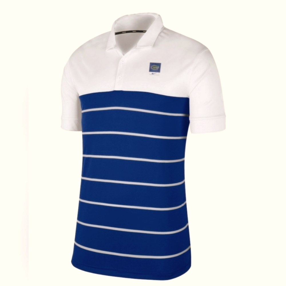 Men's Nike Gator White/Royal Striped Polo shirt NWT sz XL